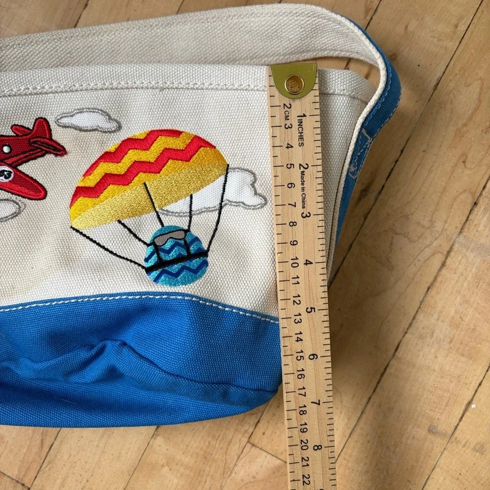 Lands End Easter Tote Basket Canvas Eggs Airplane Boy Theme Easter Basket